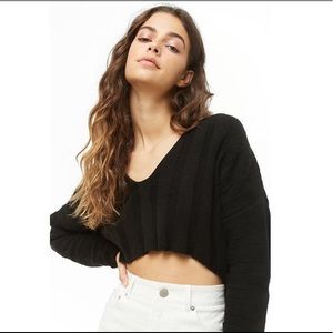 Ribbed black cropped sweater